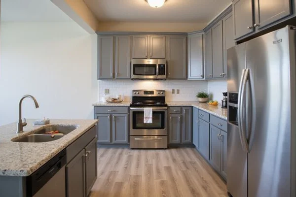 A typical newer San Antonio apartment kitchen