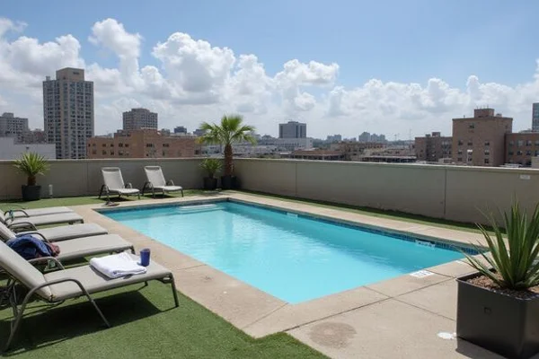 Rooftop amenity deck at a San Antonio luxury community