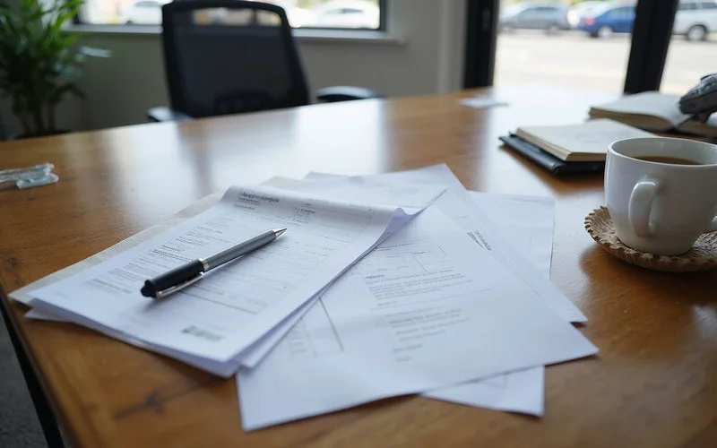An application packet on a leasing office desk during review