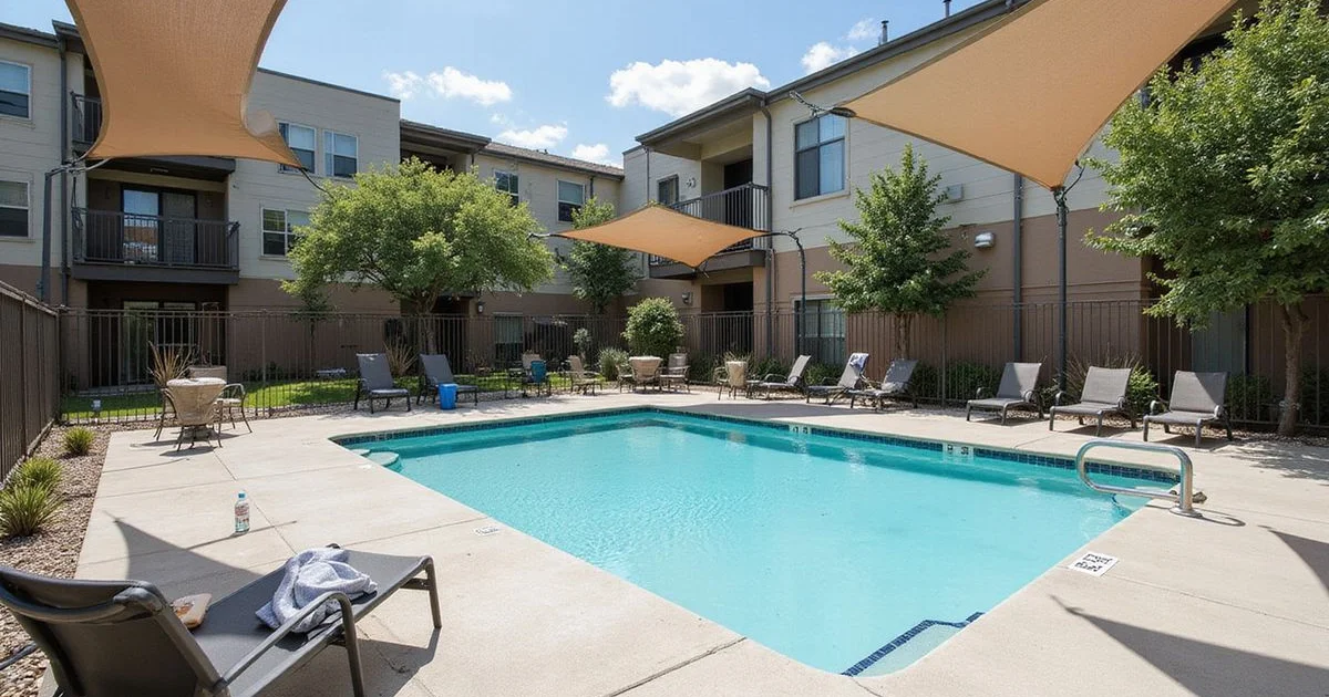 A San Antonio apartment courtyard at a community that accepts third-party guarantees