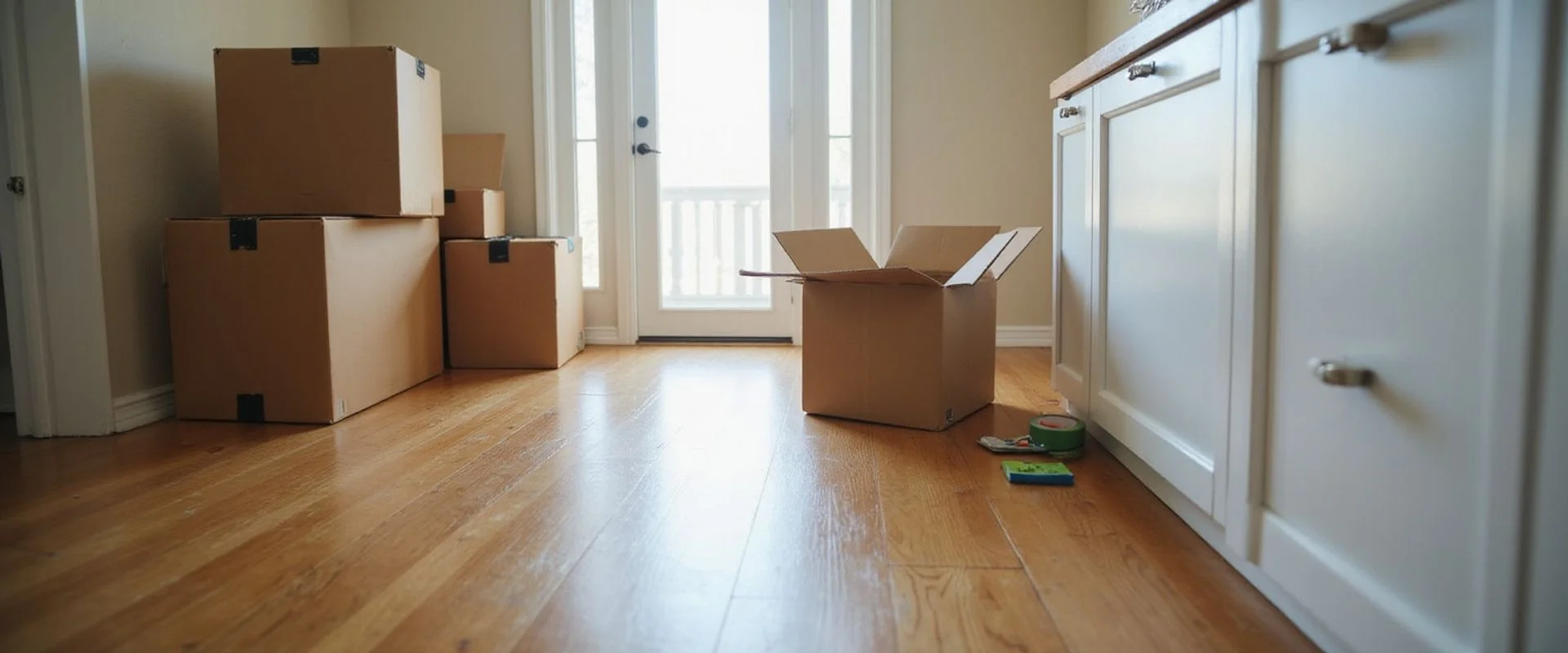 Move-in day at a San Antonio apartment, boxes still stacked by the door
